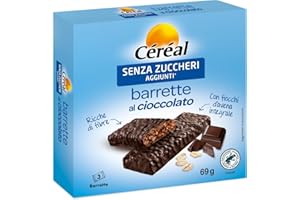 CÉRÉAL Barrette al Cioccolato Fondente, Senza zuccheri aggiunti, Con fiocchi di avena integrale, Snack al cioccolato ricco di fibre, Impatto ridotto sulla glicemia, Confezione da 3 barrette - 69g