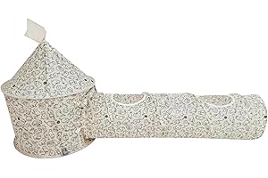 COMEBACHOME Tunnel de Chat, Tunnels de Chats pour Chats intérieurs Tunnel de Chat Pliable avec 2 Trous et Boule de Lapin en Suspension avec Tente pour Les Jouets de Lapin pour Chats