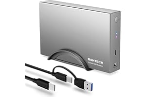 RSHTECH Hard Drive Enclosure, USB C 3.0 to SATA Hard Drive Canddy for 3.5 inch SATA I/II/III HDD SSD up to 24TB, Aluminum External 3.5" HDD Case with 3.3ft USB Cable and 12V Power Adapter (RSH-339STC)