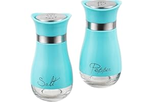 CCHONG 2 Piezas Saleros de Cocina con Tapa de Madera de Bambú Salero y Azucarero Cocina Salero y Pimentero Portátiles Gadgets Cocina Menaje de Cocina (Azul)