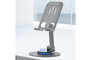 aceyoon Soporte Movil Rotación de 360° con Clic Soporte para Movil Mesa Múltiples Ángulos Plegable Soporte Movil Escritorio Base Metálica No Deslizante para iPhone 16 15 14 para Galaxy S24 S23 S22