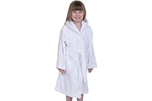 ADORE HOME Kids 100% Cotton Bathrobe Hooded Terry Towelling Shawl Collar Bath Robe Bath Robe Dressing Gown 5 Colours Age 2-13