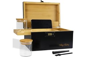 VIKING FACTORY Large Bamboo Combo Lock Storage Box | Eco-Friendly Removable Trays & Accessories | Multifunctional Organiser for Jewellery, Bathroom, Office | Space-Saving Dustproof & Moisture-Resistant Box