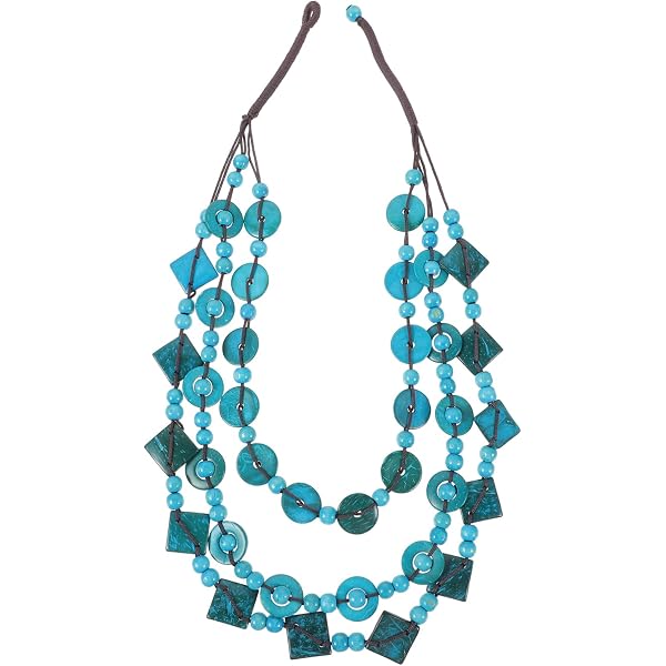 Avalaya Collana in corda di cotone con perline in legno di monete gialle/ marroni, lunghezza 88 cm, regolabile, Misura unica, legno, corde, Nessuna pietra preziosa