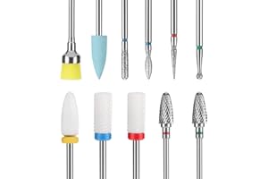 PAIRIER 11 pcs Nail Drill Bits Sets, 3/32 Inch Diamond Cuticle Electric Nail File and Ceramic Acrylic Gel Nail Bit Kit