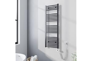 Meykoers Scaldasalviette Elettrico Bagno 120x40 cm, Radiatore portasciugamani per Bagno con termostato Digitale e Funzione Timer, Antracite