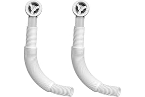 BRIOTA Kitchen Sink Waste Kit, 2 Pcs Overflow Pipes with Round Drain Cover, Stainless Steel Kitchen Sink Waste Fittings, Overflow Head Sink for Kitchen, Tube Length 60cm