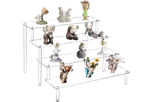 Windfromort 4-stopniowy akrylowy stojak pionowy – regał schodkowy, stojak prezentacyjny, akryl, wytrzymały i przezroczysty, idealny do figurek, kosmetyków, przypraw, lakieru do paznokci i przedmiotów