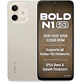 Lava Bold N1 5G (Champagne Gold, 6GB RAM, 128GB Storage) |Bigger 6.75" HD+ Notch Display | Octacore 5G Processor | 13 MP AI C