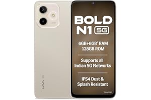 Lava Bold N1 5G (Champagne Gold, 6GB RAM, 128GB Storage) |Bigger 6.75" HD+ Notch Display | Octacore 5G Processor | 13 MP AI Camera |5000 mAh Battery| IP54 Rated Dust & Water Splash Proof