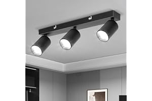 TaFiCo Lámpara de Techo con 3 Focos Negro, Plafón Focos GU10 Focos de Techo Ajustables & Giratorios Interior Luz de Techo Aplique Industrial LED Metal para Cocina, Dormitorio y Salón, Sin bombilla