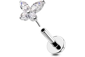 OUFER Body Piercing Labbro Piercing Threadless Labret Piercing 316L Stainless Steel Helix Tragus Earring 16G Push in Monroe Lip Ring Trago Stud Piercing Jewellery