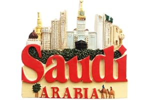 MUYU CRAFT 3D Arabia Saudita Imán de nevera Regalo de recuerdo de viaje Etiqueta magnética Pintada a mano Colección de artesanía