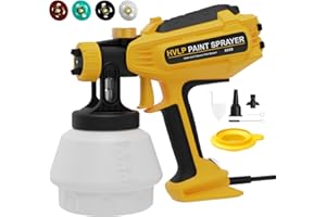RAZIOL Pistola Pintura, Pistola Pintura Electrica HVLP de 700W con Conexiones para Limpieza y Soplado, 4 Boquillas y 3 Patrones, para Cobertizos de Muebles, Gabinetes, Cercas, Paredes, Puertas, etc.