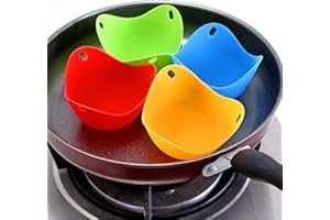 NORHOGO Northog Set da 4 pezzi in silicone per uova, uovo pochiere e pentole, adatti a vapore, forno a microonde