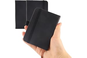 EclipseGuard 2 Carnets de Notes de Poche, A7 Petit Carnet de Notes, Fermeture Élastique Carnet de Poche en Cuir PU, Mini Journal de Poche Petit carnet en cuir noir pour Écriture, Journaux et Dessins