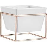 Amazon Basics Pflanztopf für den Tisch, quadratisch, Weiß / Kupferfarben