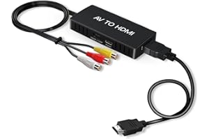 DigitPro RCA auf HDMI Konverter, 1080P RCA Composite CVBS AV zu HDMI Video Audio Konverter Adapter für TV/PS2/Xbox/SNES/VHS/VCR Videorecorder DVD, mit HDMI-Kabel Unterstützt PAL/NTSC