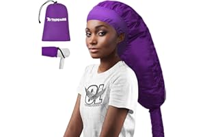 TEPENAR Cappello Asciugacapelli: Cappuccio Extra Large Regolabile e Morbido per Capelli Ricci e Naturali - Asciugatura Rapida, Facile da Usare - Viola