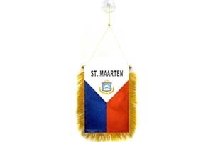 Fanion Pays de Saint-Martin 15x10cm - Mini Drapeau du Royaume des Pays-Bas 10 x 15 cm spécial voiture - Bannière - AZ FLAG