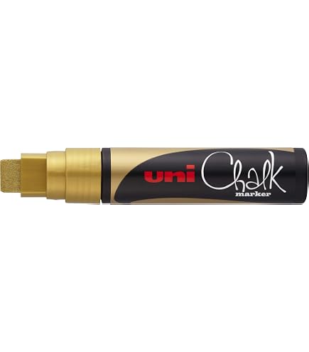 Uni PWE-5M Kreidemarker – Whiteboard Marker Nicht Permanent – In Gold, Silber & Weiss – 3er Set Für Tafeln & Fenster