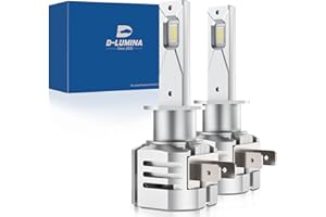 D-Lumina H1 Ampoules LED Canbus 100W 16000lm, 6500K 400% lumineux, fonctionne pour les deux avec objectif et sans objectif, lampes de conversion de lampe de voiture, 2 pièces