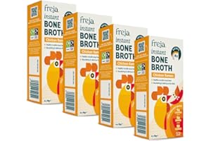 Freja Instant Ramen Bone Broth | Chicken | Limited Edition | 100% Natural | Rich in Collagen, Protein & Amino Acids | Dairy & Gluten Free, 4 boxes (4 x 15g Sachets Per Box)