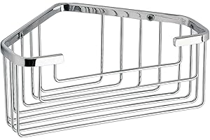 GEDY Portaoggetti doccia angolare in filo cromato, Misure e peso: 8X20X15,1 CM & 0,28 KG, Porta oggetti per bagno realizzato in acciaio inox, Design R&S Gedy, 2 anni di garanzia