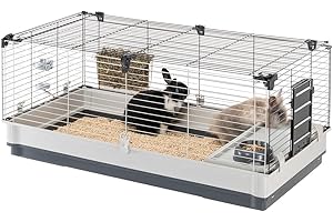FERPLAST - Cage Cochon d'Inde - Cage Lapin - Maison Lapin - Clapier Lapin - Accessoires Inclus - Ouvrant et modulable 120 x 60 xh 50 CM - Krolik XL