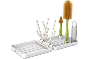 Gecic Wäscheständer und Bürsten-Set, inklusive Reiseflaschenbürste, Baby-Reisezubehör, Weiß