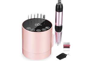 Professionell nagelsvarv 35 000 RPM, elektrisk nagelfil med pedal och 6 borrar, justerbar hastighet, professionell elektrisk manikyr och pedikyr för gör-det-själv-salong, rosa.