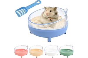 DIIWMME Hamster Sand Bath Container6.5 Inch Transparent Sandbox Toilet with Sand Shovel for Dwarf Hamsters,Gerbils and Small Pets, Dust-Free Bathing with Rounded Edges (Blue)