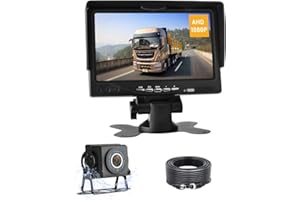 JANSITE AHD 1080P Reversing Camera Kit for Vans, 7'' Reverse Camera Monitor with LED Light Sensor, Waterproof Backup Rear View Camera, Super Night Vision for Trucks, Cars and Larger Vehicles