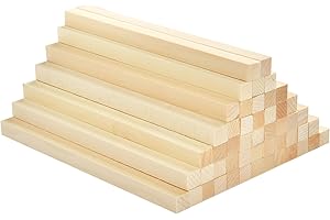 BUYGOO 50Pcs Holzstäbe Quadratisch Holzstäbchen zum Basteln,25x1x1cm Holzblock aus Lindenholz,Holzleisten zum Basteln,Holzleisten Quadratisch,Holzstäbchen für Heimwerker Schnitzen Basteln DIY Handwerk