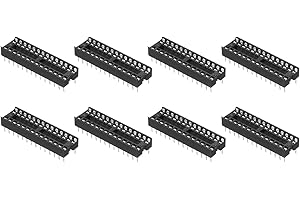 sourcing map 8Pcs DIP IC Chip Socket Adapter, 2.54mm Pitch 28 Pin Gate Soldering Circuit Chip