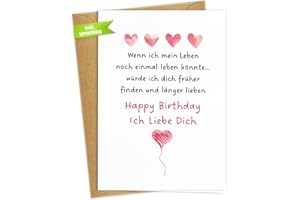 ‎WENMTHG WenmthG Romantische Geburtstagskarte für Mann Frau (mit Umschlag) - ICH LIEBE DICH - Geburtstagskarte Liebe - Geburtstagskarte für Lieblingsmensch, Freundin, Ehemann, Ehefrau