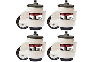 YBAYMY Obrotowe kółka skrętne, 4 sztuki, kółka do dużych obciążeń, do warsztatu, zwijane rolki poziomujące, stół warsztatowy, przemysłowe rolki Footmaster, obciążenie 1000 kg