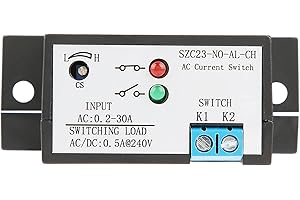 Ailao Current Sensing Switch, Normally Open Current Switch Adjustable AC 0.2-30A, SZC23-No-AL-CH