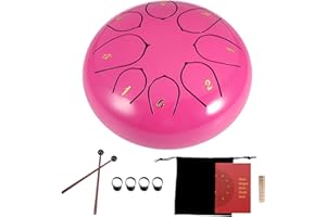 DEECOZY Tambours à fente, tambour de langue en acier, clé 6 pouces 8 tons D, tambour à main avec baguettes, sac, couvre-doigt, instrument à percussion pour concert déducation musicale, pink
