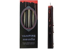 something different Vampire Tears Black Candles - Set of 4 Bleeding Candles - Gothic Rituals Halloween