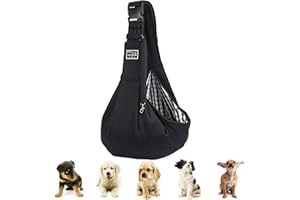 ZQSFPK Puppy Carrier Sling - Reversible Hands-Free Dog Carry Sling for Small & Medium Dogs and Cats, Soft & Comfortable Adjustable Shoulder Tote Bag for Outdoor Walking, Travel, and Shopping (Black)