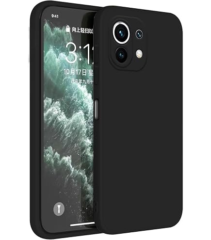 Cover Premium Per Xiaomi Mi 11 Lite (4G/5G/5G NE), Retro In Pelle PU Sottile E Telaio In Silicone Morbido, Antiurto, Antigraffio, Supporta Ricarica Wireless - Nero