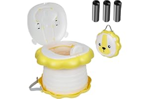 Adorila Portable Travel Potty for Toddler, Folding Toilet Seat with Liners, Yellow