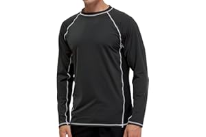 Arcweg Rashguard Mare Surf Uomo Maniche Lunghe Protezione Solare UV UPF 50+ Asciugatura Veloce Maglia Anti UV Pescs Stile Sciolto Elastica Maglietta Piscina