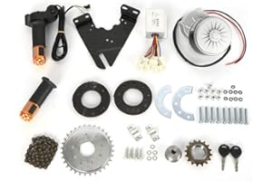 Fetcoi Kit di conversione per biciclette elettriche, 250 W, kit di conversione elettrica per pollice, motore a spazzola con ruota libera per Common, catena a sinistra, 24 V