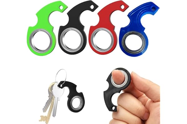 4 Pièces Porte-Clés À Rotation de Doigt, Jouet de Rotation D'anneau de Clé, Spinner de Porte-Clés Portable pour Exercice des Doigts, Convient Aux Enfants et Aux Adultes (Quatre Couleurs)