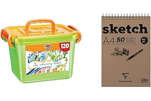 BIC Kids Boîte de Coloriage, 60 Crayons de Couleur, 60 Feutres de Coloriage, Couleurs Assorties, Boîte de 120 Unités