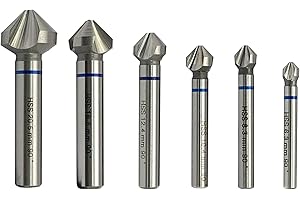 NORTOOLS Countersinks Bit Set 6PCS HSS M2 3 Deep 90 Degree DIN335C Ground Flute Chamfering Countersinking Bits for Stainless Steel Cast Iron Aluminium Copper Plastic 6.3-20.5 mm