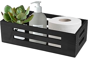 Gzsekken Toilet Roll Basket Toilet Tank Basket Black Bathroom Holder Toiletries Organiser Tray for Bathroom Paper Wood Bathroom Accessories Tank Kitchen Decor