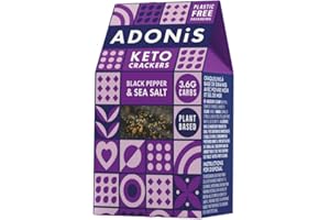 Craquantes Adonis Keto Poivre Noir et Sel Marin (lot de 10 cracker de 60g) | Végétalien et Keto l 100% Naturel l Sans Gluten, Sans Sucre, Sans Huile de Palme, Sans Lactose l Faible en Sucre, Faible